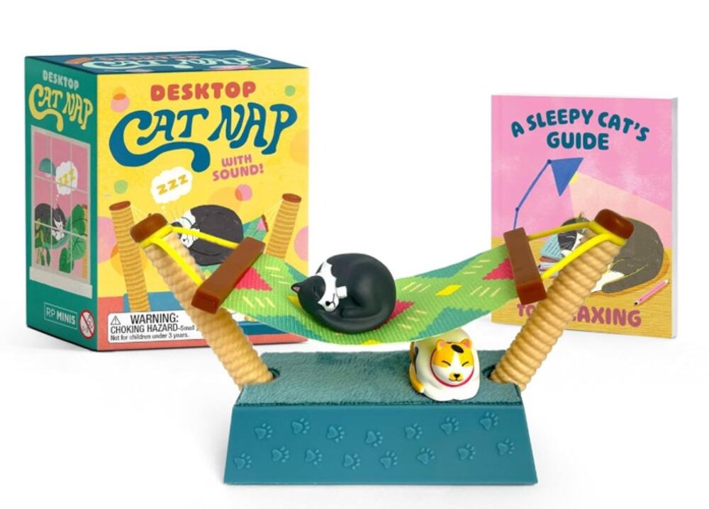 NIB Running Press Relax Cat Nap Desktop w/Sound Cats Purr Toy Gift Rp Minis